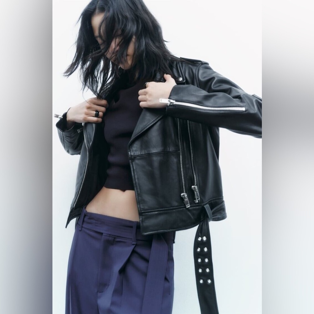 Zara Women Genuine Soft Leather Jacket  Black 5479/243